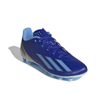 Imagem de adidas Soccer X Crazyfast Club Chão flexível (criança pequena/criança grande), Azul lúcido/azul explosão/branco, 6 Big Kid