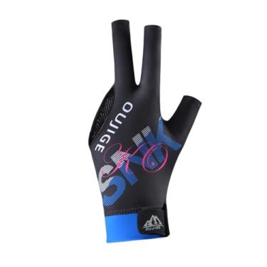 Imagem de Fancyes Luva de bilhar 3 dedos luva elástica antiderrapante portátil taco de sinuca luva resistente ao desgaste mão esquerda adultos para mulheres homens luva, Preto Azul