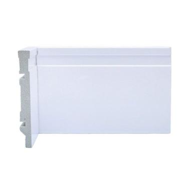 Imagem de Kit com 10 Barras Rodapé de Poliestireno 12cm X 15mm Frisado 24m Branco