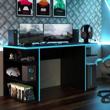 Imagem de Mesa Computador Gamer Madesa 9409, Preto/Azul