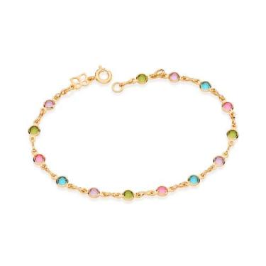 Imagem de Pulseira  banhado ouro 3x 24k 18k e 22k  feminina rommanel pedras cris