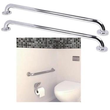 Imagem de Alça Barra Apoio 70cm Inox Kit 2 Uni Acessivel Criança Idoso Gestante 
