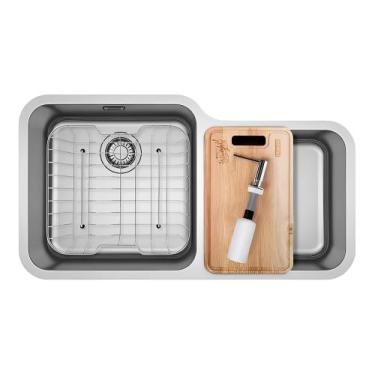 Imagem de CUBA FRANKE DUPLA DE EMBUTIR BELL BCX 120-42-35 84,5x46,5CM C/ACESSÓRI