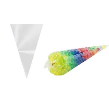 Imagem de Saco Saquinho Cone Doces Transparente 15x30 C/100un - Mor