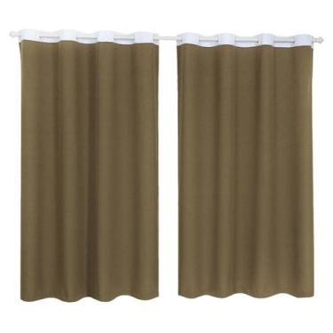 Imagem de Cortina Tecido Oxford Faixa Branco 2,5M X 3M - Marrom-Claro - Campari