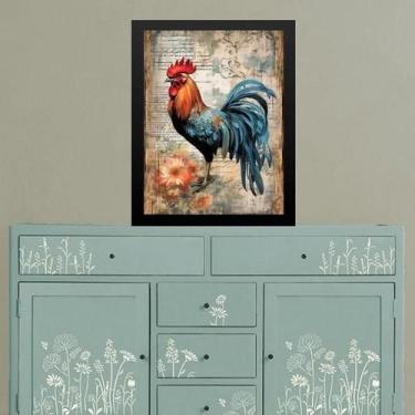 Imagem de Quadro Retrô Cozinha - Galo Country 33X24Cm - Com Vidro - Quadros On-L