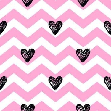 Imagem de Papel De Parede Adesivo Chevron Coração Rosa Quarto Menina 2.5m - DELI