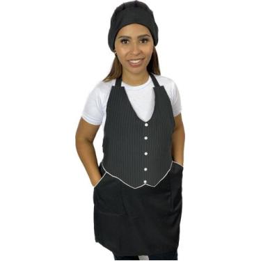 Imagem de Avental Frente Única de Botão Uniforme Ideal Para Cozinha Atendente Ga