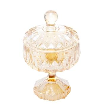 Imagem de WOLFF Potiche Decorativo de Cristal Com Pé Louise Âmbar 11cm x 18cm - Enxoval - Decoração - Organização - Bomboniére - Vasos Decorativos