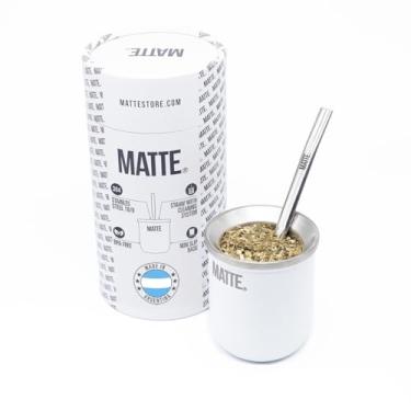 Imagem de Matte Conjunto premium de erva mate – Inclui copo mate de aço inoxidável com isolamento de parede dupla, canudo de filtro Bombilla, escova de limpeza – Perfeito para amantes de chá, bebidas quentes e