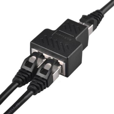Imagem de Adaptador Duplicador Cabo De Rede RJ45 Ethernet Splitter Divisor Y Bli