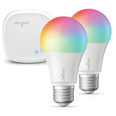 Imagem de Sengled Kit de inicialização de lâmpada inteligente, lâmpadas inteligentes que funcionam com Alexa, Google Home, lâmpada que muda de cor, lâmpadas Alexa, lâmpadas reguláveis A19 E26 800LM, 8,6W (equivalente a 60W)