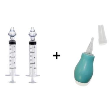 Imagem de Kit 2 Seringas + 1 Aspirador Nasal Lavagem E Limpeza Nasal Para Bebês 