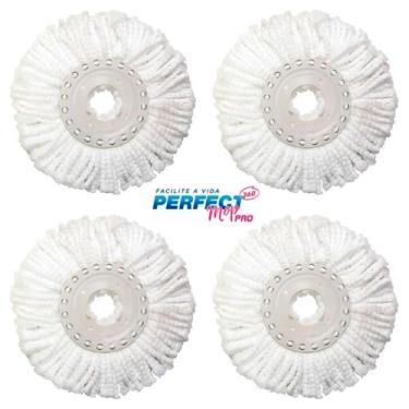 Imagem de Kit 4 Refil Perfect Pro Microfibra 16Cm Diâmetro Mop Giratório 360 Lim