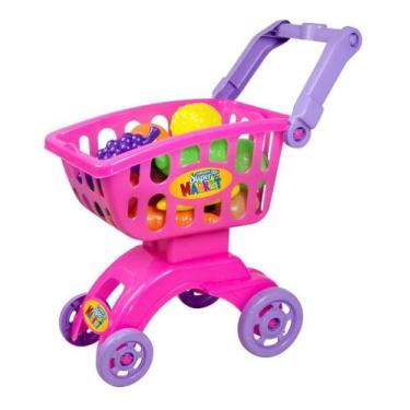 Imagem de Carrinho De Compras Infantil Super Market Rosa 8704 - Braskit