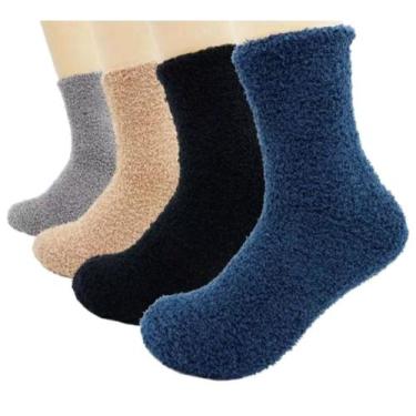 Imagem de 2 prs Meia Felpuda Cano médio  MASCULINA   Adulto Cor Lisa  N 36 ao 44