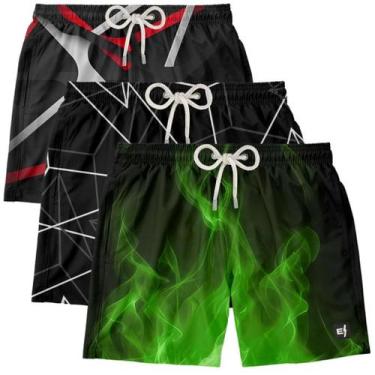 Imagem de Kit 3 Bermudas Masculina Praia Estampada Surf Boardshort Verão Moda Ca