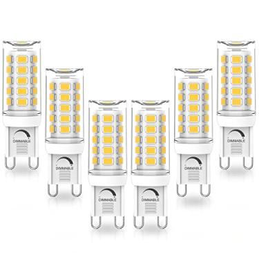 Imagem de Lâmpada LED G9 regulável, 4W, 40W equivalente ao halogênio, 4000K branco natural, lâmpadas AC 120V G9 Bi Pin Base, 380LM, sem cintilação, ângulo de feixe de 360°, pacote com 6 Yuiip
