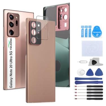 Imagem de YWLRONG Capa traseira de vidro temperado para Samsung Galaxy Note 20 Ultra 5G / NOTE 20 Ultra - Bronze