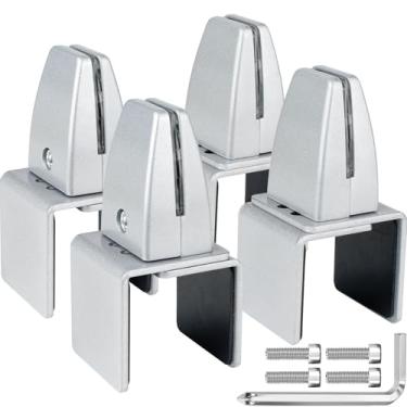 Imagem de 4 pacotes de suporte de proteção contra espirros, braçadeira de placa divisória vertical de alumínio, braçadeira de suporte de divisor de mesa de acrílico, braçadeira de painel de privacidade para