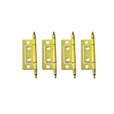 Imagem de QCAA Dobradiça de aço durável sem encaixe com pinos finais, para peito, caixa, móveis de armário vintage, 5 x 2,3 cm, banhado a latão, feito em Taiwan, pacote com 4
