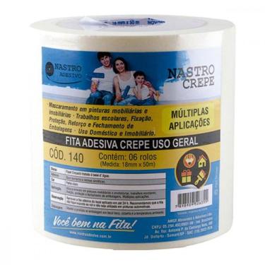 Imagem de Fita Crepe Nastro 18Mm X 50Mt - Kit C/6 Unidades - AFA