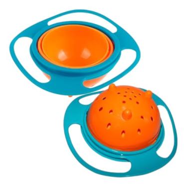 Imagem de PRATO MAGICO GIRATORIO 360 BABY BEBE ALIMENTO NAO CAI (AZUL/LARANJA)