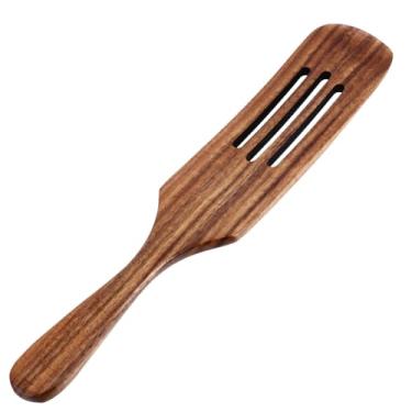 Imagem de Milisten Pá de madeira estilo europeu com cabo longo, espátula wok, utensílios de madeira teca, espirais de bambu, espátula com fenda, kit de pizza, espátula antiaderente, para cozinhar, molho,