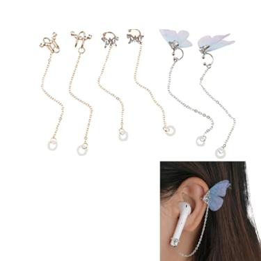 Imagem de 3 pares de clipes antiperda para fone de ouvido, brincos criativos, gancho, borboleta, prendedor de orelha, para fone de ouvido Bluetooth, fones de ouvido sem fio