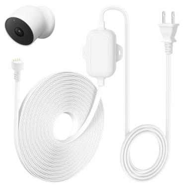 Imagem de Cabo de alimentação de 7,5 m compatível com Google Nest Cam externa ou interna, bateria (2ª geração), cabo de carregamento 5V 2A à prova de intempéries para câmera Nest continuamente com adaptador de