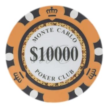 Imagem de Brybelly Monte Carlo Premium Fichas de Poker Peso Pesado 14 Gram Clay Composite – Pacote com 50 ($10.000 Laranja)