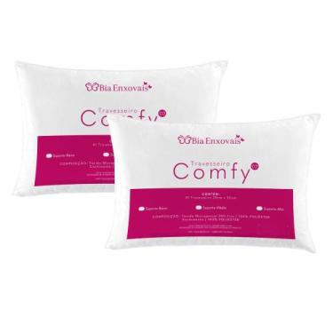 Imagem de Kit Travesseiros Comfy Suporte Alto Fibra Siliconizada 550 Gramas 70cm
