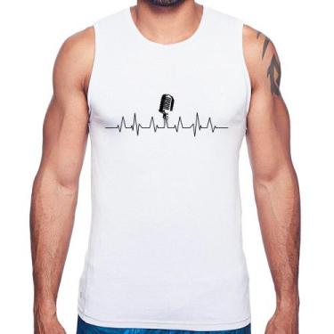 Imagem de Regata Microfone Batimentos Cardíacos - Foca na Moda, Branco, G
