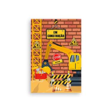 Imagem de Painel De Festa Vertical 1,50 x 2,20 - Trator Construção Efeito Tijolo
