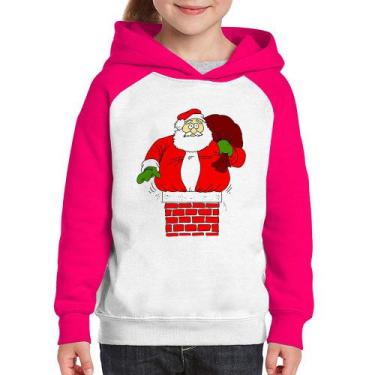Imagem de Moletom Infantil Papai Noel Chaminé - Foca na Moda, Branco, Rosa, 4