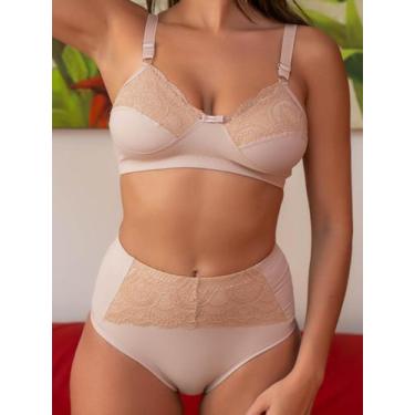 Imagem de Conjunto Lingerie Casual Sem Bojo Confortável Suporte Extra Rendado Se