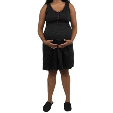 Imagem de Camisola Linda Gestante Regata Gestante e Maternidade Coração, G, Pret