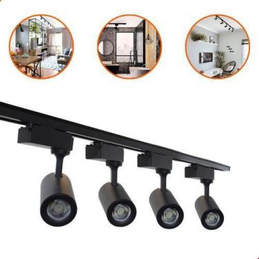 Imagem de Kit Trilho Eletrificado 1m + 4 Spot Led 7w Preto Ou Branco - VLED, Pre