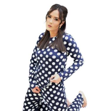 Imagem de Conjunto Pijama Feminino Adulto Inverno Longo Conforto Suede - Bernann