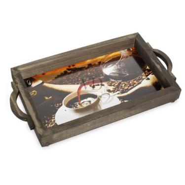 Imagem de Bandeja Café da manhã em Madeira Decorada Luxo - Vddecora Lar