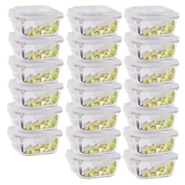 Imagem de Conjunto Jogo 20 Potes Vidro Hermético Tampa 4 Travas 320ml - QUALITY 
