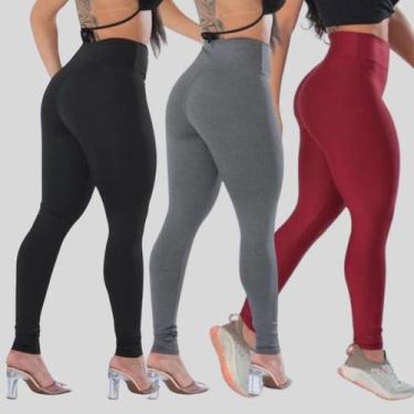 Imagem de Kit 3 Calças Legging Feminina Suplex Academia Cintura Alta - Blanco St