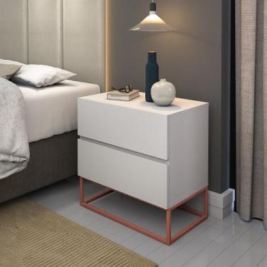 Imagem de Conjunto de Mesa de Cabeceira Para Cama Casal Eros 45cm Base de Ferro 