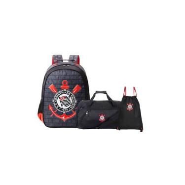 Imagem de Kit Mochila De Costas+Saco+Sacola Viagem Corinthians Oficial - Xeryus