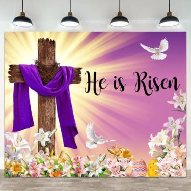 Imagem de ASDCXZ Pano de fundo de páscoa de 3 x 2,4 m com fundo fotográfico ressurreição de Jesus crucifixo sagrado pomba da paz igreja cristã evento decoração crianças adultos retrato cabine de fotos adereço