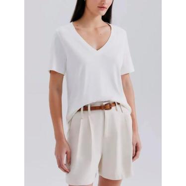 Imagem de Blusa Manga Curta Hering K5YF Feminina Gola V Suedine T. P/XG, G, 1bs,