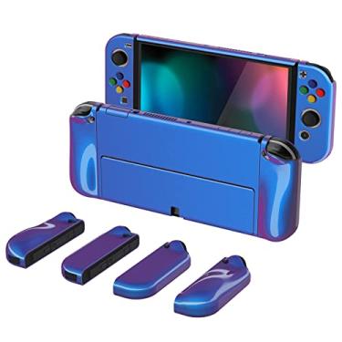 Imagem de PlayVital AlterGrips Protective Case for Nintendo Switch OLED, Dockable Grip Cover for Nintendo Switch OLED Joycon w/Thumb Grips & Button Caps - Glossy Chameleon Purple Blue