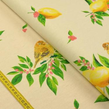 Imagem de Tecido Estampado para Patchwork - Floratta: Barrado De Pássaro Com Lim