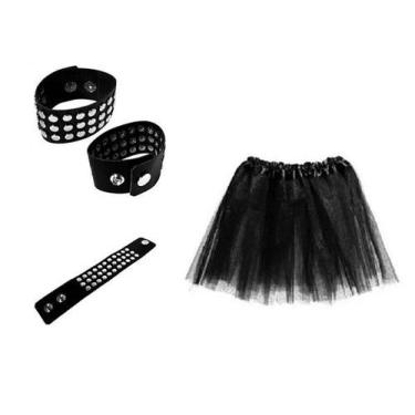 Imagem de Fantasia Punk Feminina Pulseira e Saia Preta - 2 PÇS - CM Presentes e 