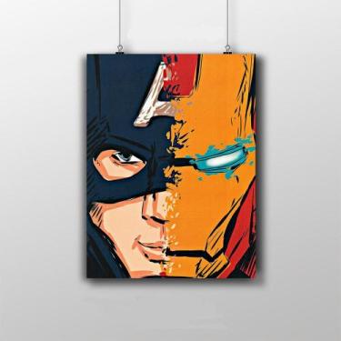 Imagem de Placa Decorativa Capitão América E Homem De Ferro Marvel Guerra Civil 